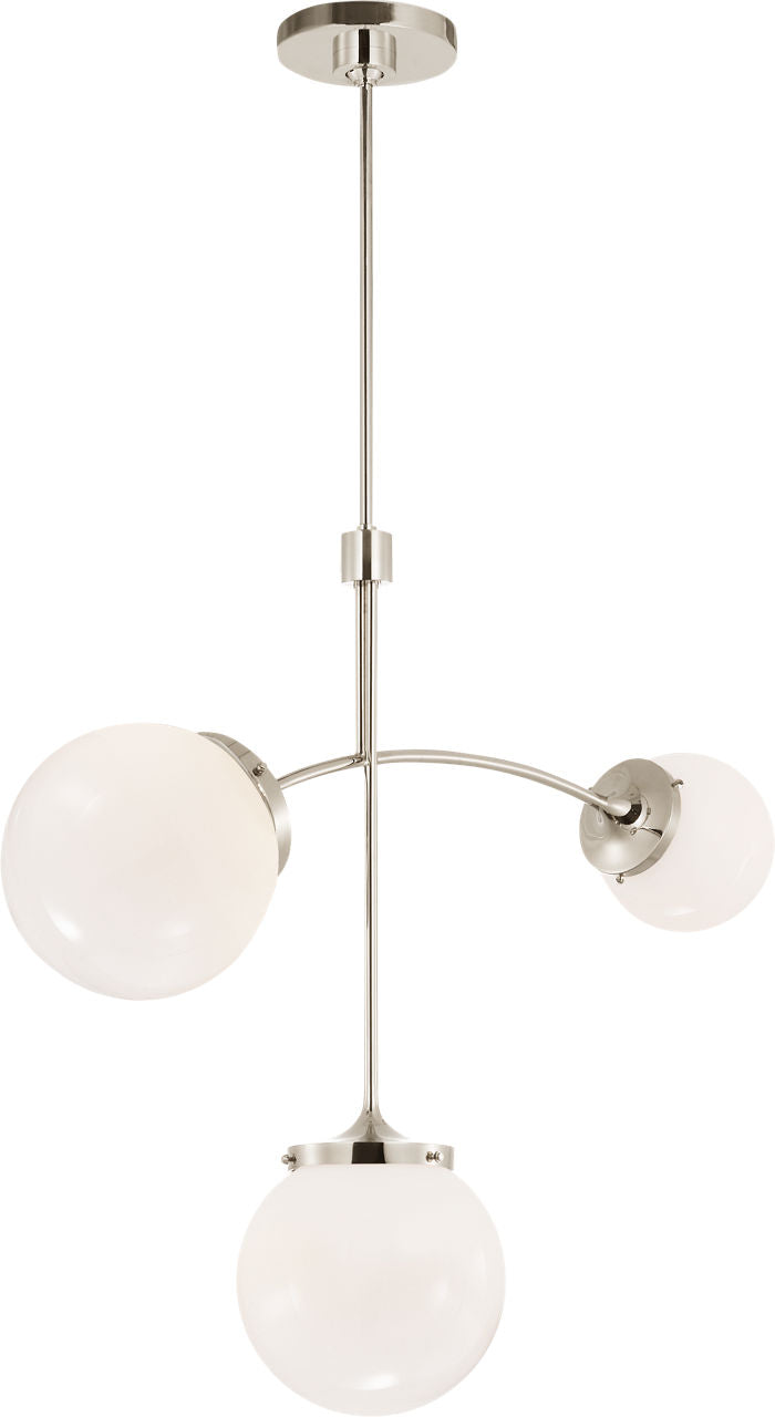 Prescott Small Chandelier | Polished Nickel | White Glass