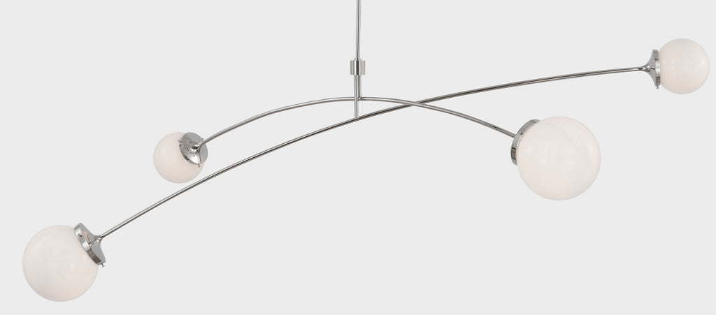 Prescott 62" Linear Chandelier | Polished Nickel | White Glass