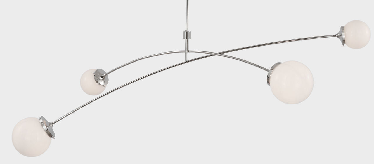 Prescott 62" Linear Chandelier | Polished Nickel | White Glass