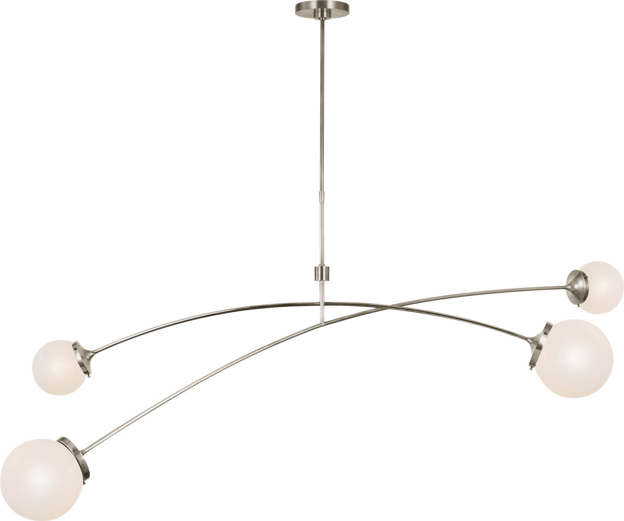 Prescott 62" Linear Chandelier | Polished Nickel | White Glass