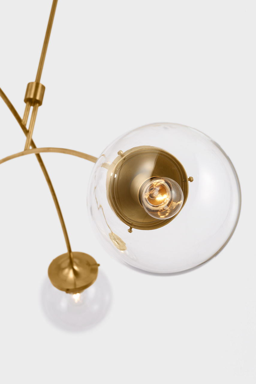 Prescott 62" Linear Chandelier | Soft Brass | Clear Glass