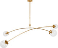 Prescott 62" Linear Chandelier | Soft Brass | Clear Glass
