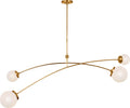 Prescott 62" Linear Chandelier | Soft Brass | White Glass