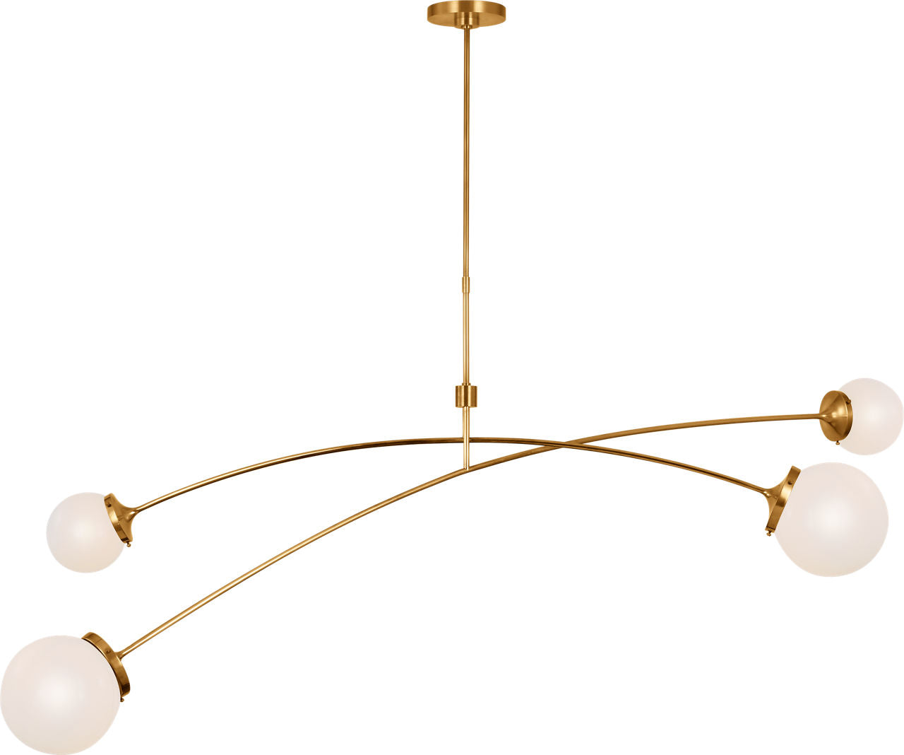 Prescott 62" Linear Chandelier | Soft Brass | White Glass