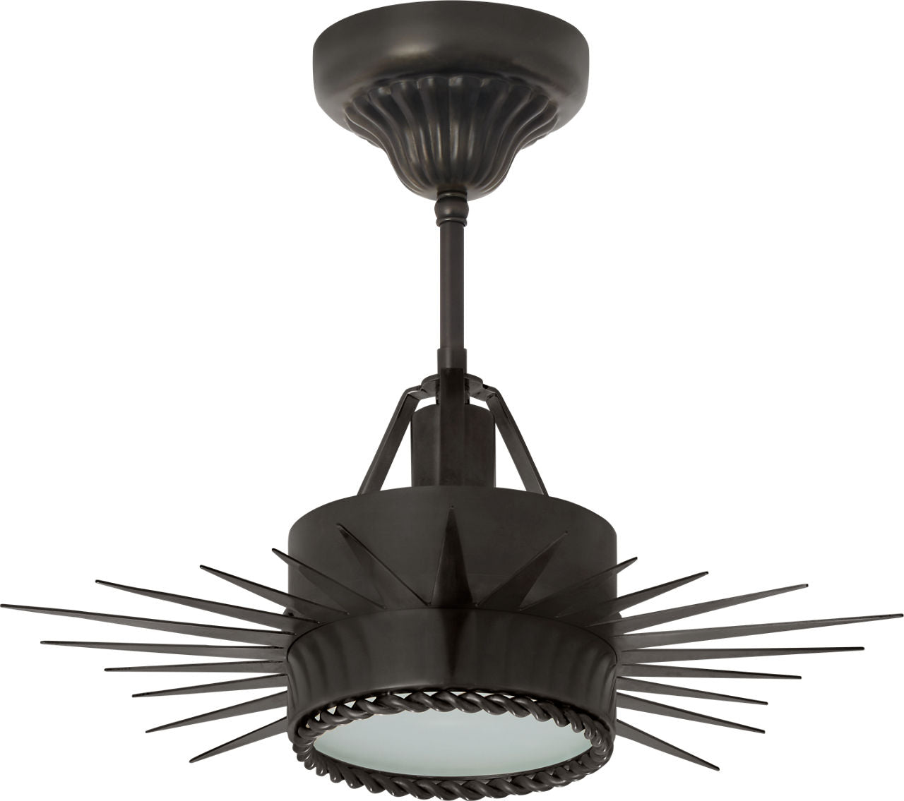 Soleil Small Semi-Flush | Bronze | Frosted Glass