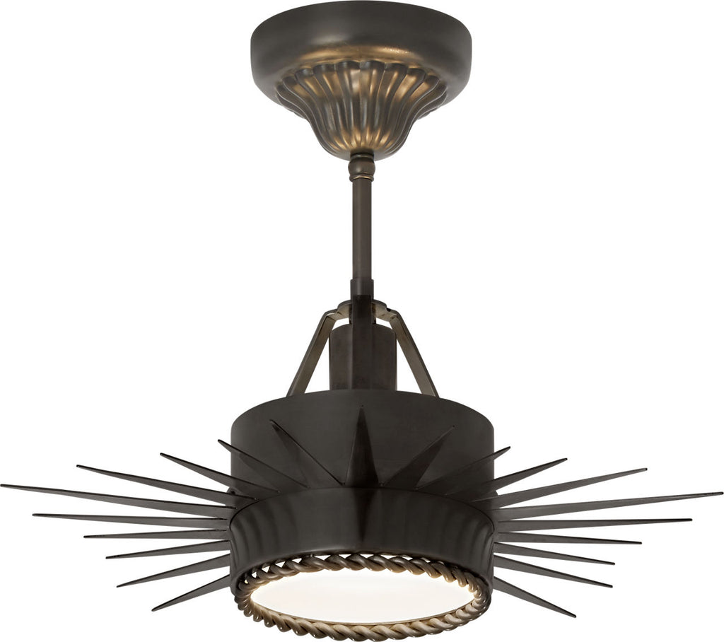 Soleil Small Semi-Flush | Bronze | Frosted Glass
