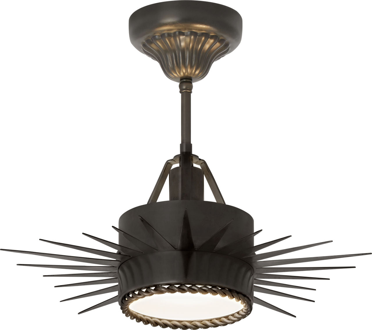 Soleil Small Semi-Flush | Bronze | Frosted Glass