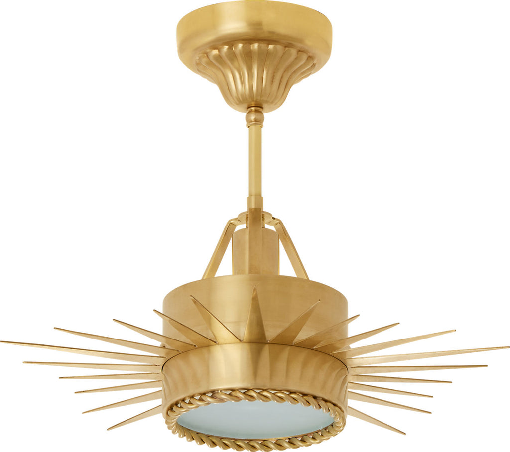 Soleil Small Semi-Flush | Hand-Rubbed Antique Brass | Frosted Glass