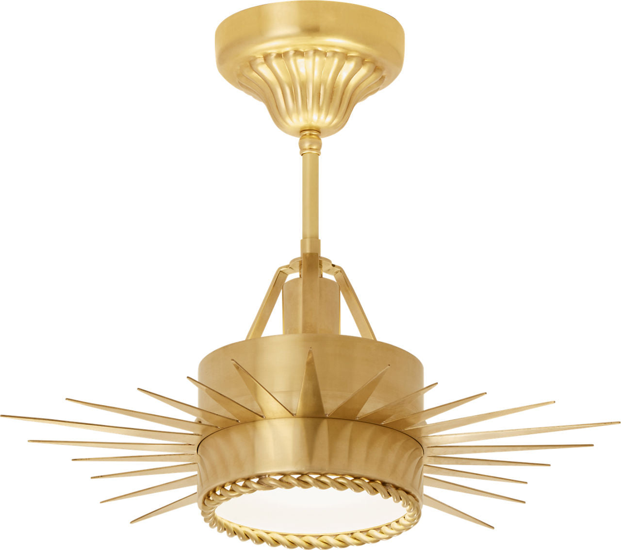 Soleil Small Semi-Flush | Hand-Rubbed Antique Brass | Frosted Glass
