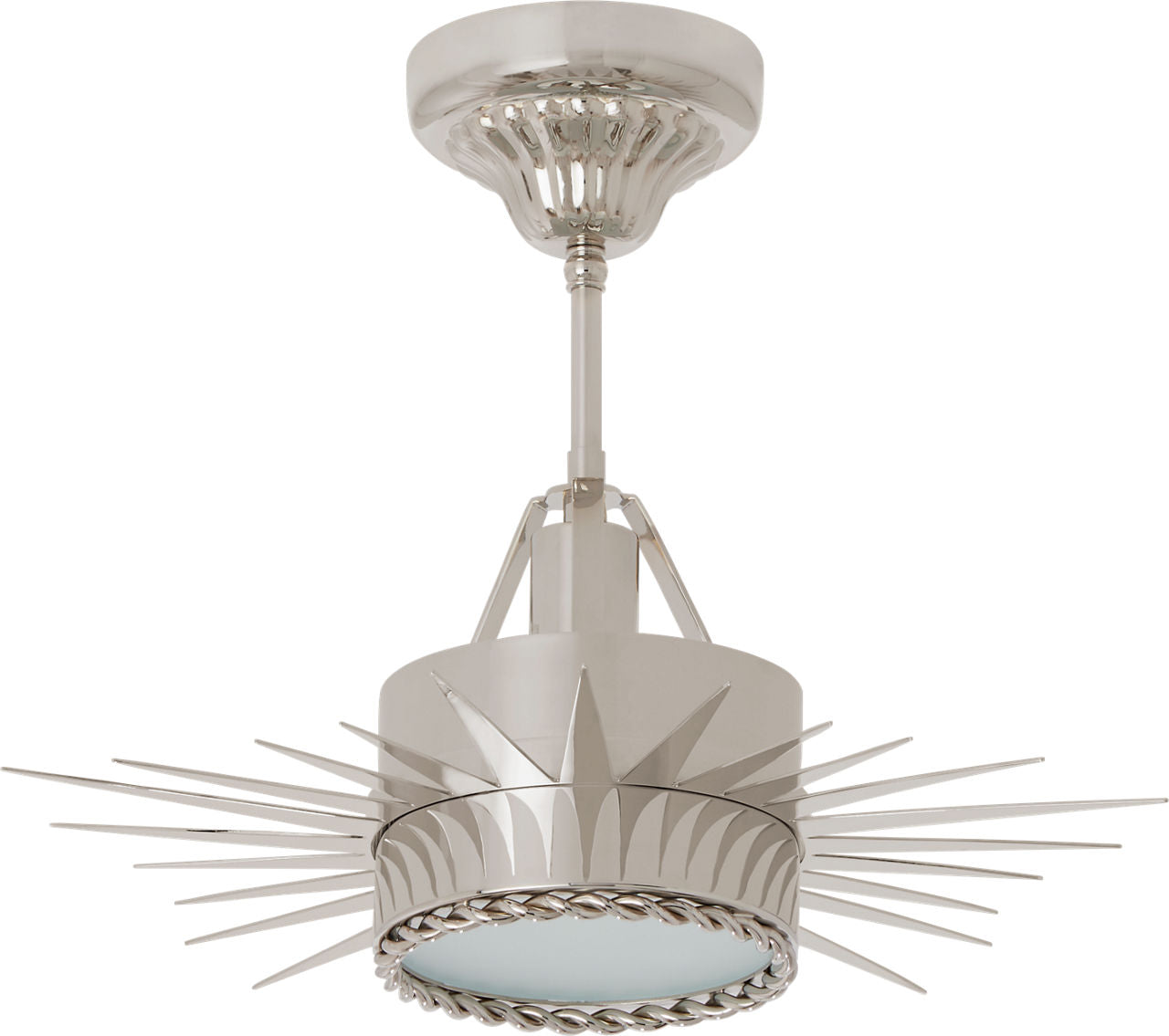 Soleil Small Semi-Flush | Polished Nickel | Frosted Glass