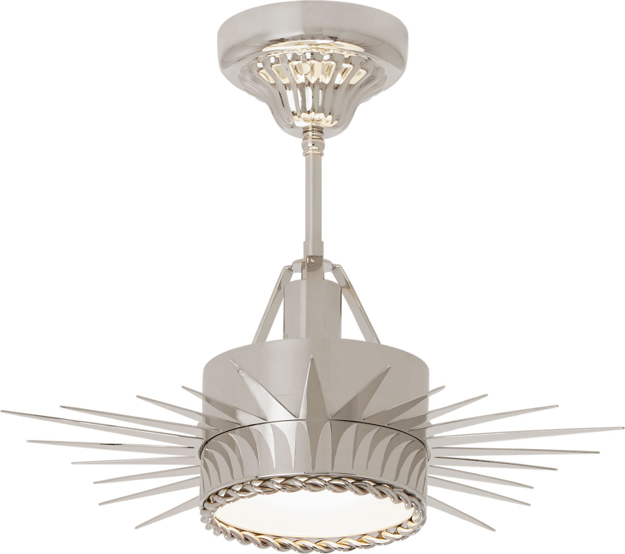 Soleil Small Semi-Flush | Polished Nickel | Frosted Glass