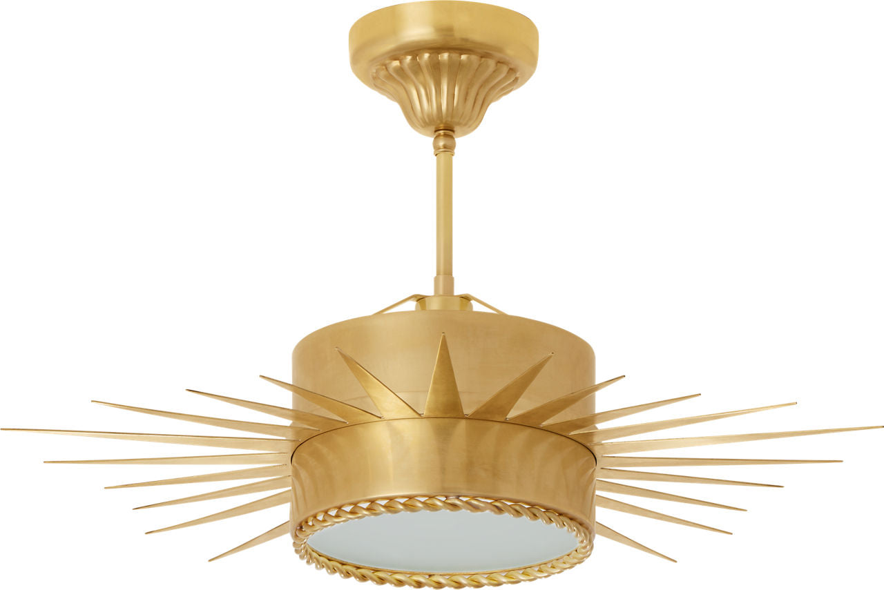 Soleil Medium Semi-Flush | Hand-Rubbed Antique Brass | Frosted Glass