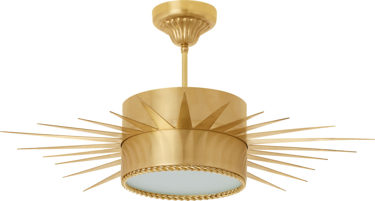 Soleil Large Semi-Flush | Hand-Rubbed Antique Brass | Frosted Glass