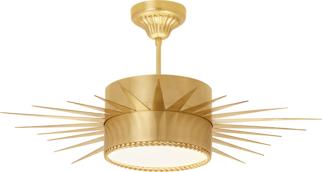 Soleil Large Semi-Flush | Hand-Rubbed Antique Brass | Frosted Glass