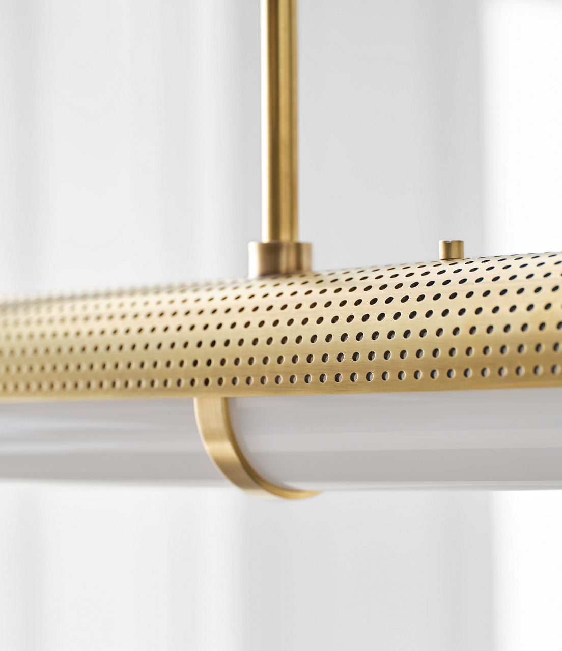 Precision Large Linear Chandelier | Antique-Burnished Brass | White Glass