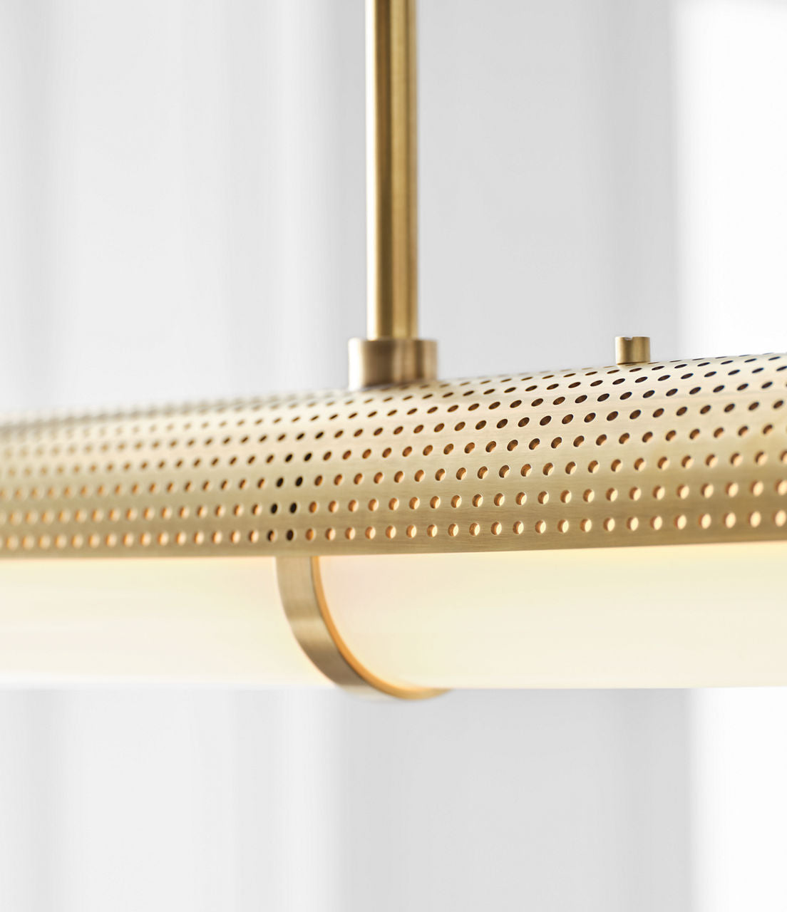 Precision Large Linear Chandelier | Antique-Burnished Brass | White Glass