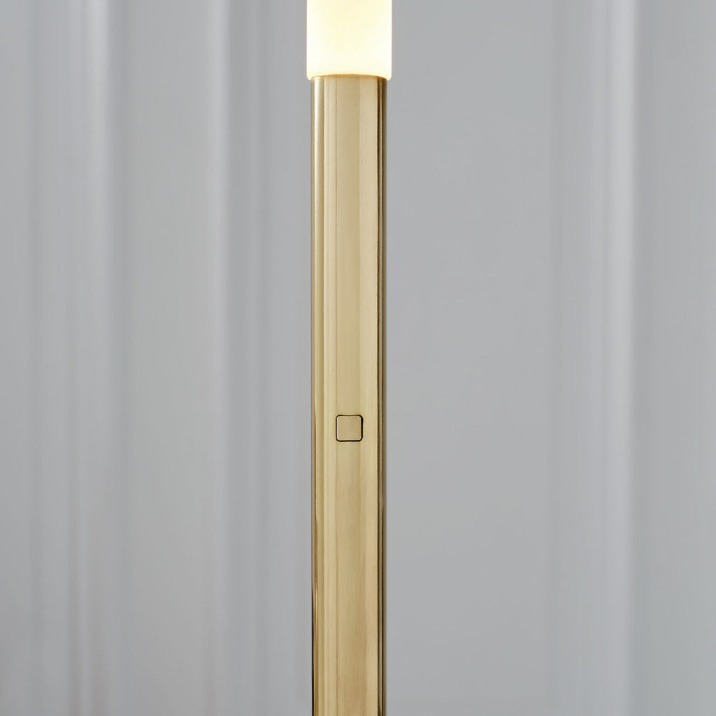 Rousseau 60" Floor Lamp | Antique-Burnished Brass | Etched Crystal