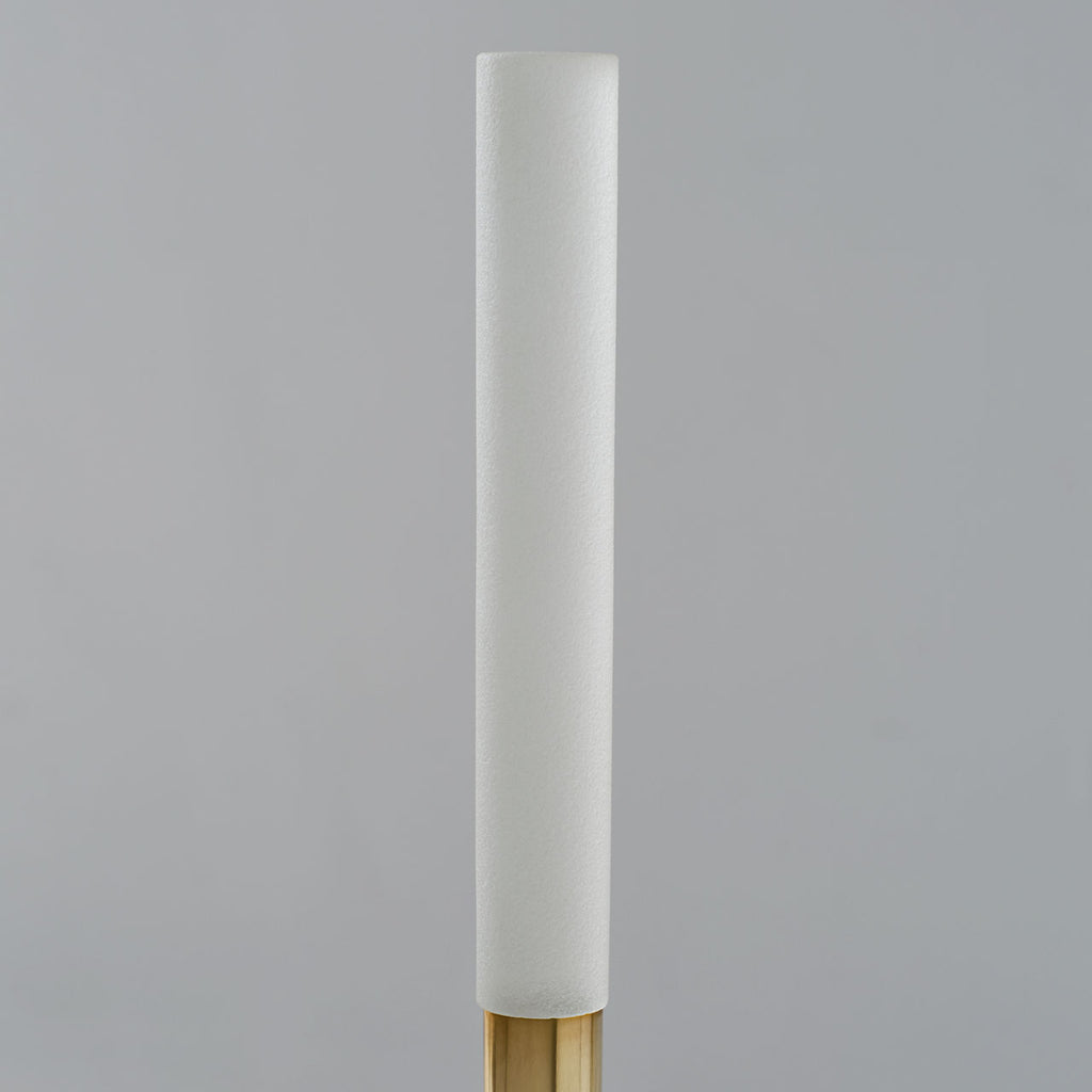 Rousseau 60" Floor Lamp | Antique-Burnished Brass | Etched Crystal