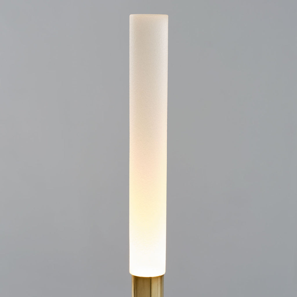 Rousseau 60" Floor Lamp | Antique-Burnished Brass | Etched Crystal