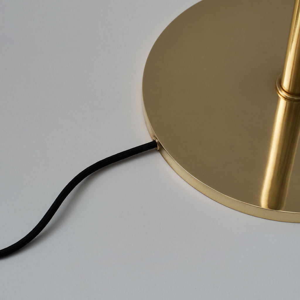 Rousseau 60" Floor Lamp | Antique-Burnished Brass | Etched Crystal