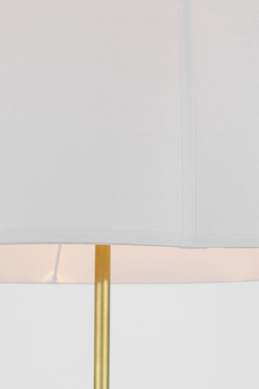 Phoebe Extra Large Tray Table Floor Lamp | Antiqued White | Soft Domed Linen Shade