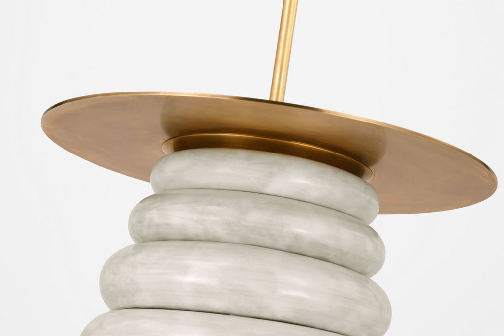 Phoebe Extra Large Tray Table Floor Lamp | Antiqued White | Linen Shade
