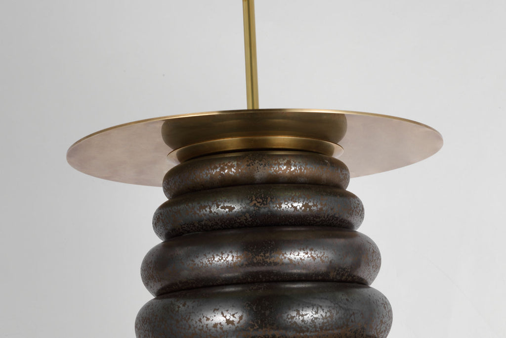 Phoebe Extra Large Tray Table Floor Lamp | Crystal Bronze | Linen Shade