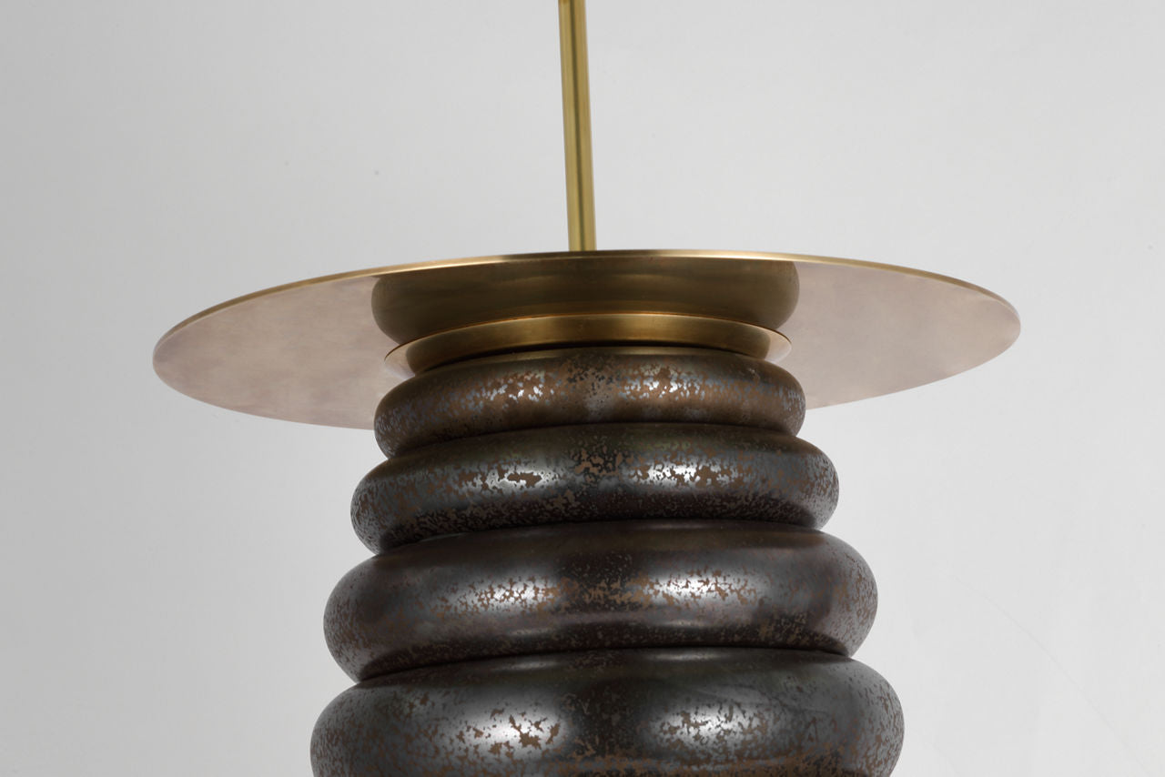 Phoebe Extra Large Tray Table Floor Lamp | Crystal Bronze | Linen Shade