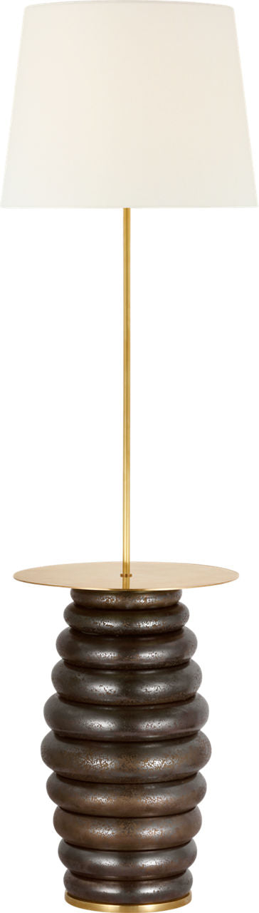 Phoebe Extra Large Tray Table Floor Lamp | Crystal Bronze | Linen Shade