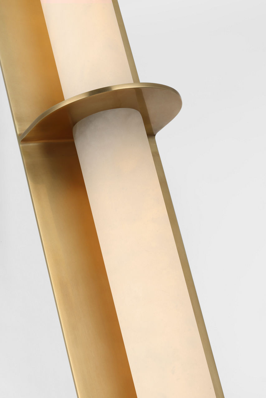 Fosse 28" Linear Tube Sconce | Antique-Burnished Brass | Alabaster