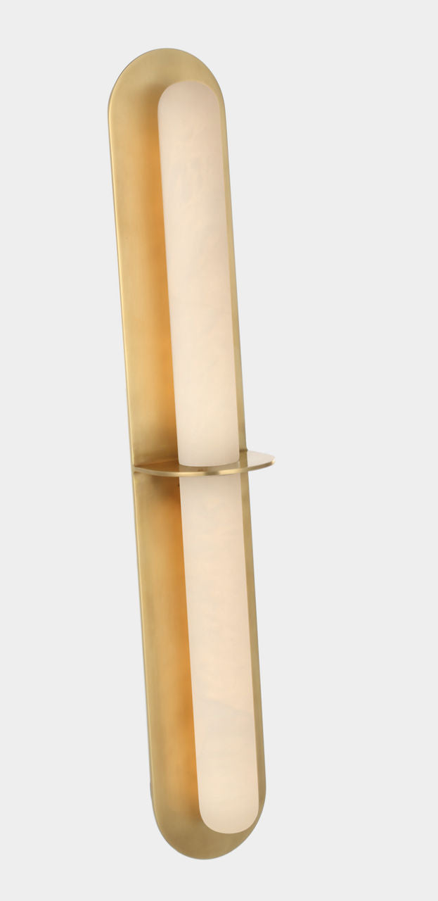 Fosse 28" Linear Tube Sconce | Antique-Burnished Brass | Alabaster