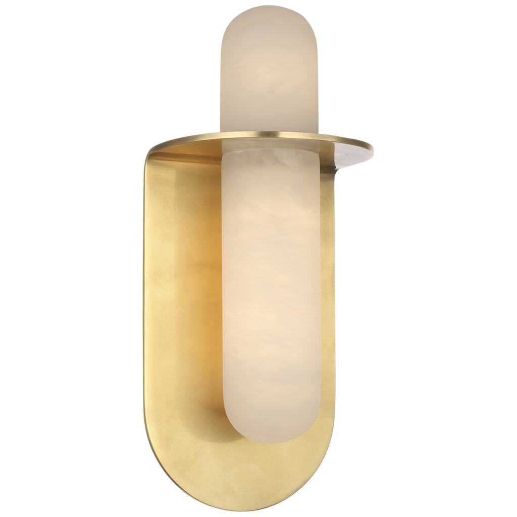 Fosse 11" Invertable Offset Oval Sconce | Antique-Burnished Brass | Alabaster