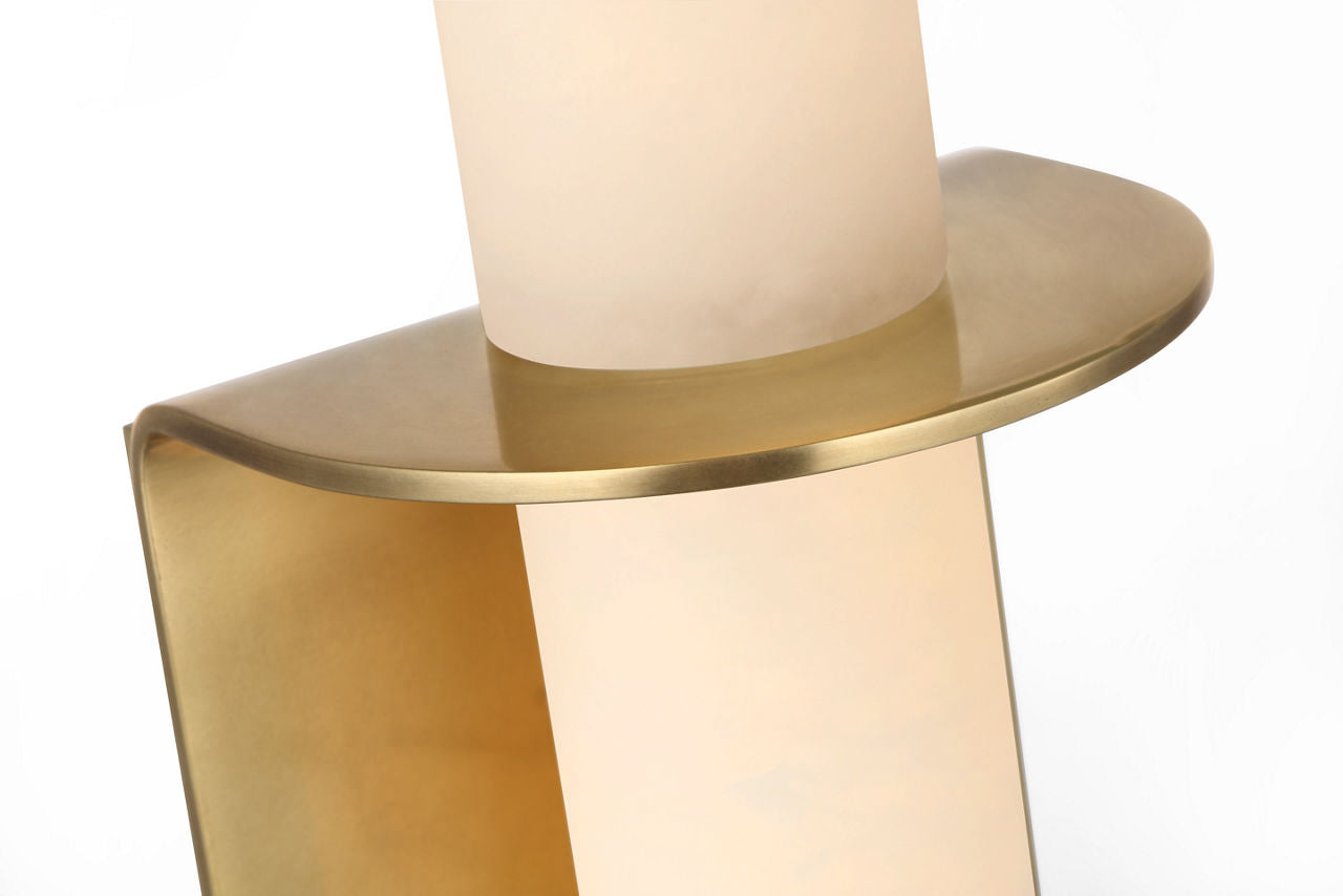 Fosse 11" Invertable Offset Oval Sconce | Antique-Burnished Brass | Alabaster