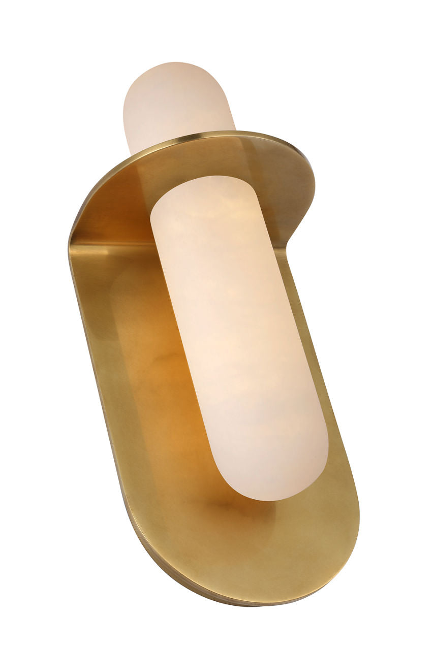 Fosse 11" Invertable Offset Oval Sconce | Antique-Burnished Brass | Alabaster