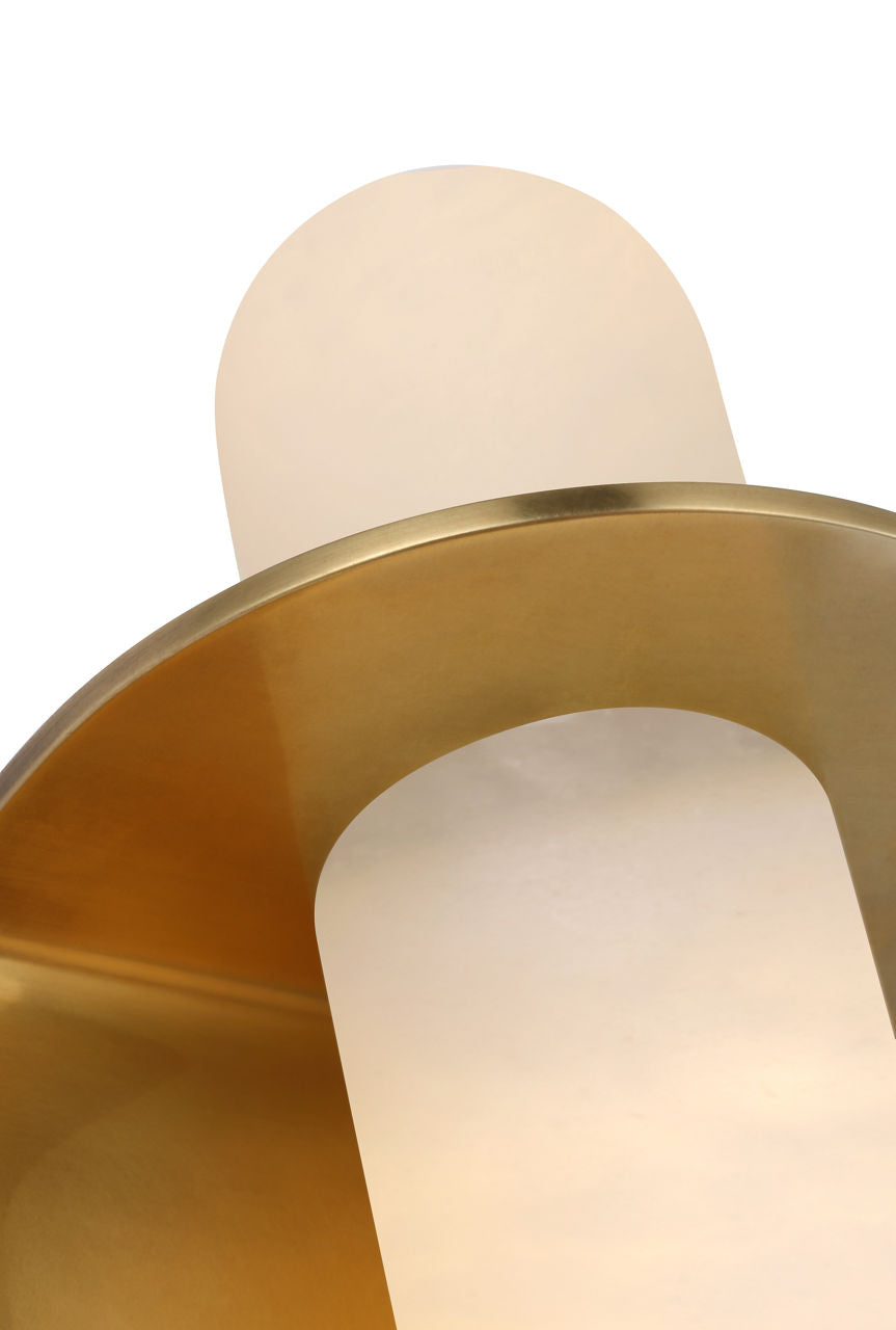 Fosse 11" Invertable Offset Oval Sconce | Antique-Burnished Brass | Alabaster