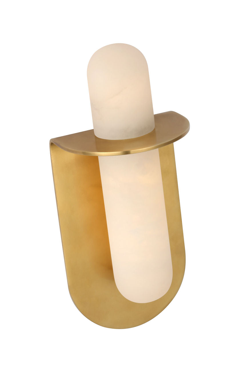 Fosse 11" Invertable Offset Oval Sconce | Antique-Burnished Brass | Alabaster