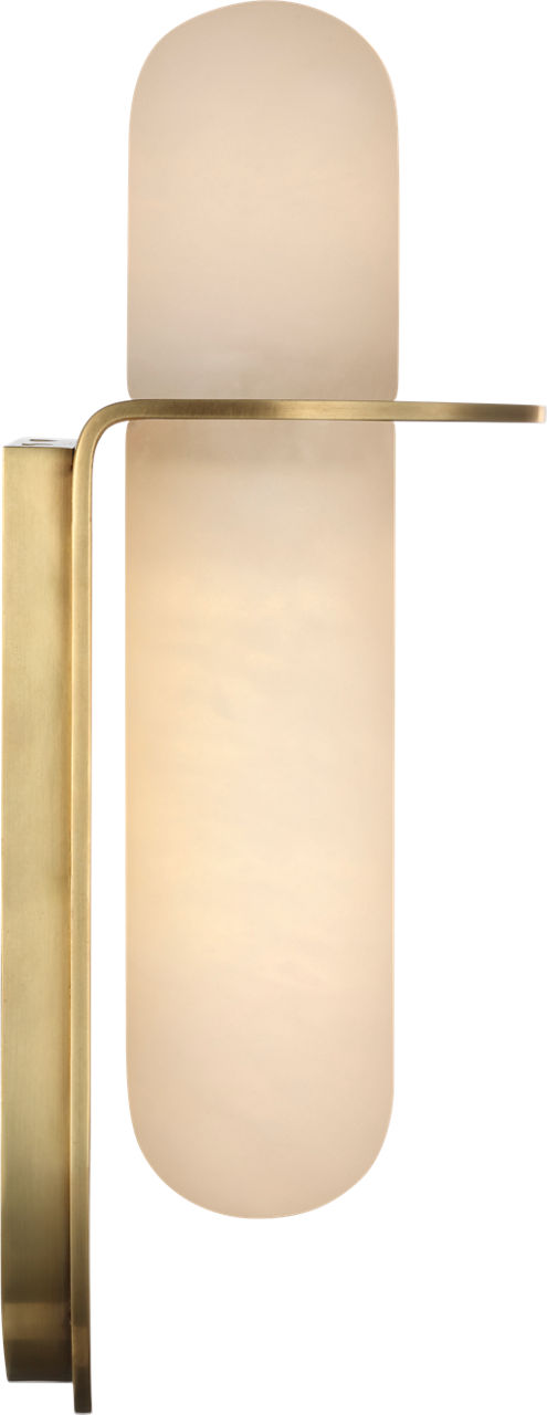Fosse 11" Invertable Offset Oval Sconce | Antique-Burnished Brass | Alabaster