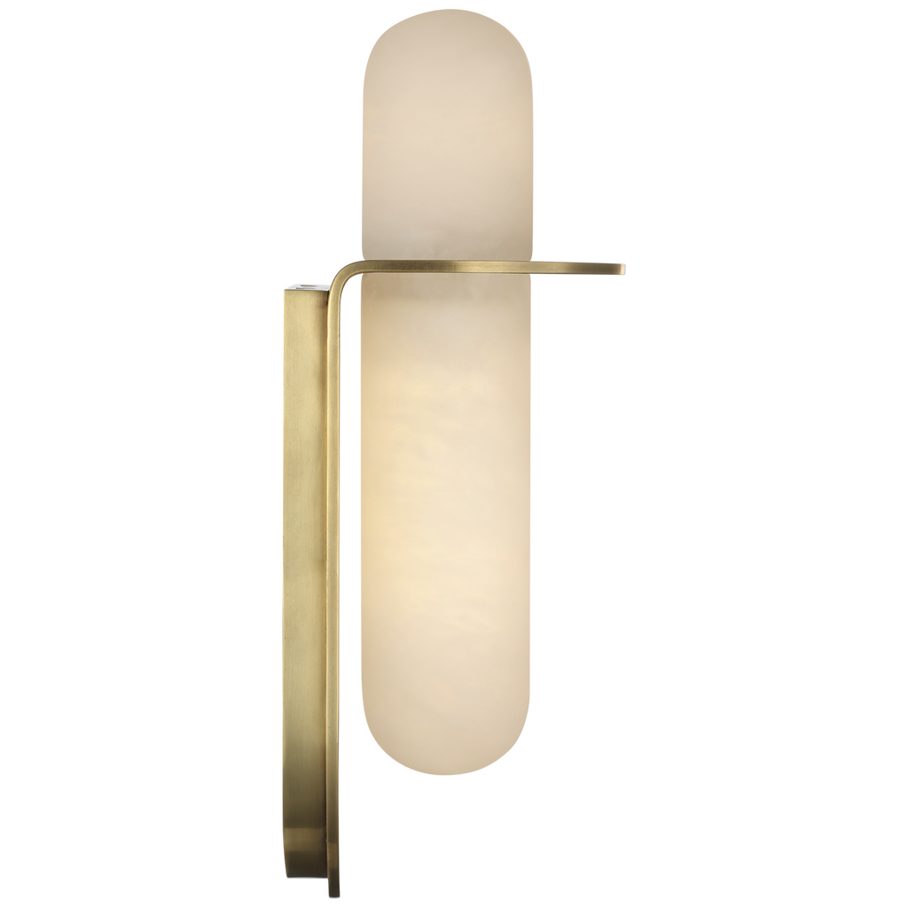 Fosse 11" Invertable Offset Oval Sconce | Antique-Burnished Brass | Alabaster