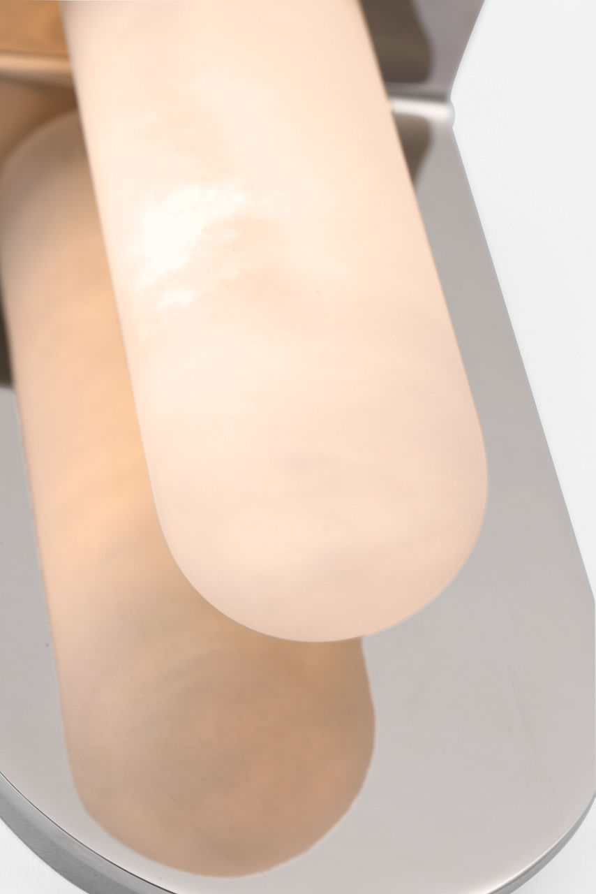 Fosse 11" Invertable Offset Oval Sconce | Polished Nickel | Alabaster