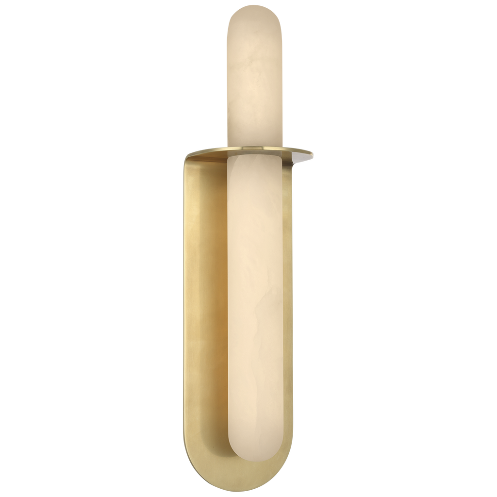 Fosse 18" Invertable Offset Oval Sconce | Antique-Burnished Brass | Alabaster