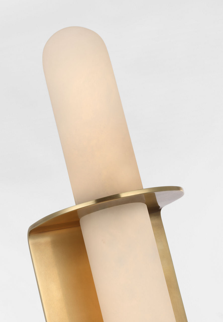 Fosse 18" Invertable Offset Oval Sconce | Antique-Burnished Brass | Alabaster