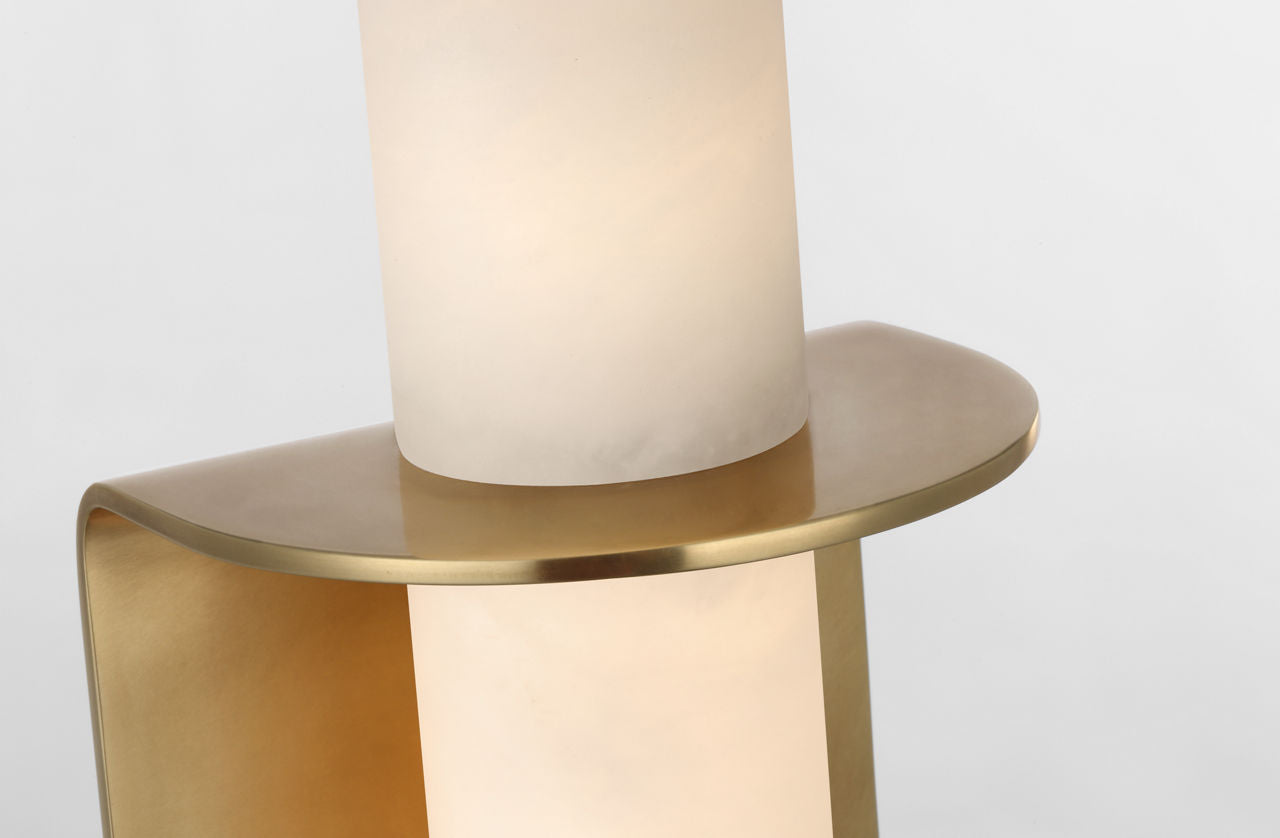 Fosse 18" Invertable Offset Oval Sconce | Antique-Burnished Brass | Alabaster