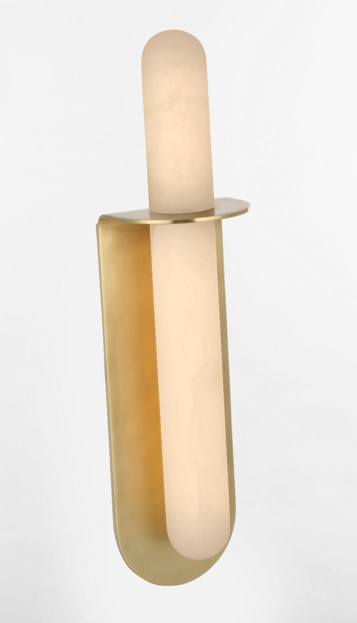 Fosse 18" Invertable Offset Oval Sconce | Antique-Burnished Brass | Alabaster