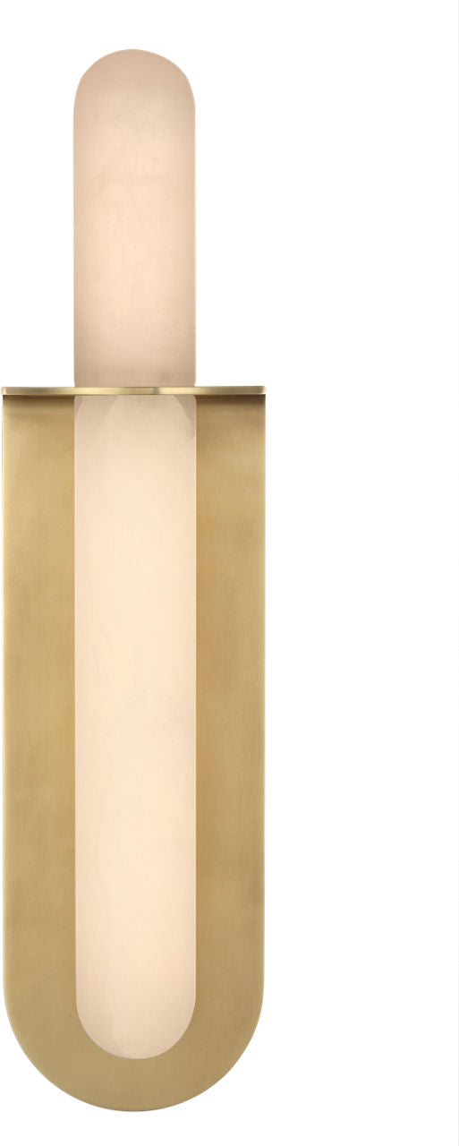 Fosse 18" Invertable Offset Oval Sconce | Antique-Burnished Brass | Alabaster