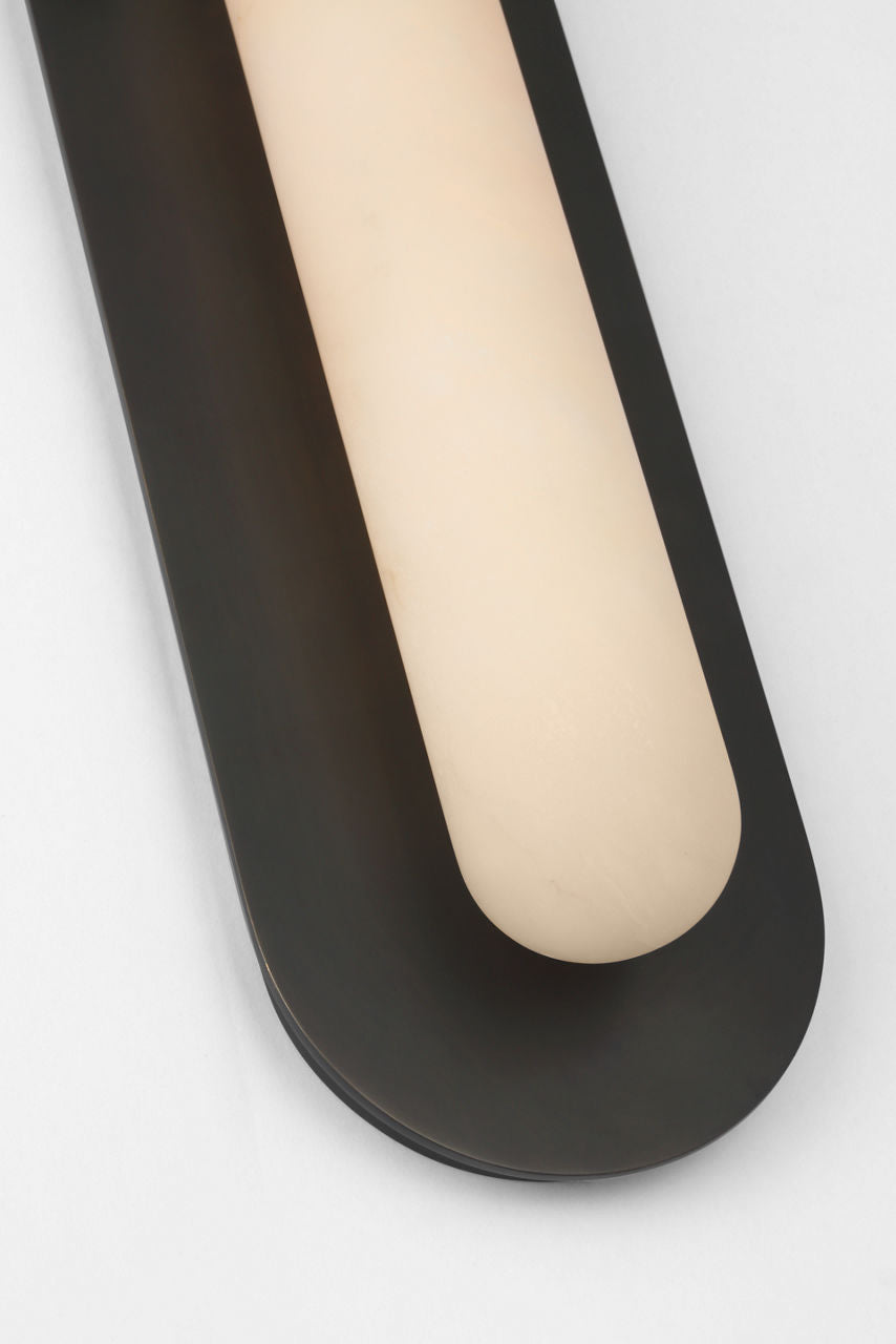 Fosse 18" Invertable Offset Oval Sconce | Bronze | Alabaster