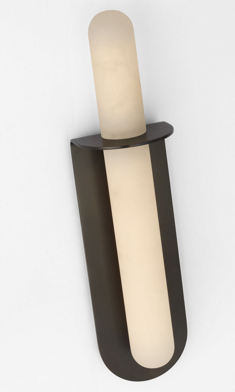 Fosse 18" Invertable Offset Oval Sconce | Bronze | Alabaster