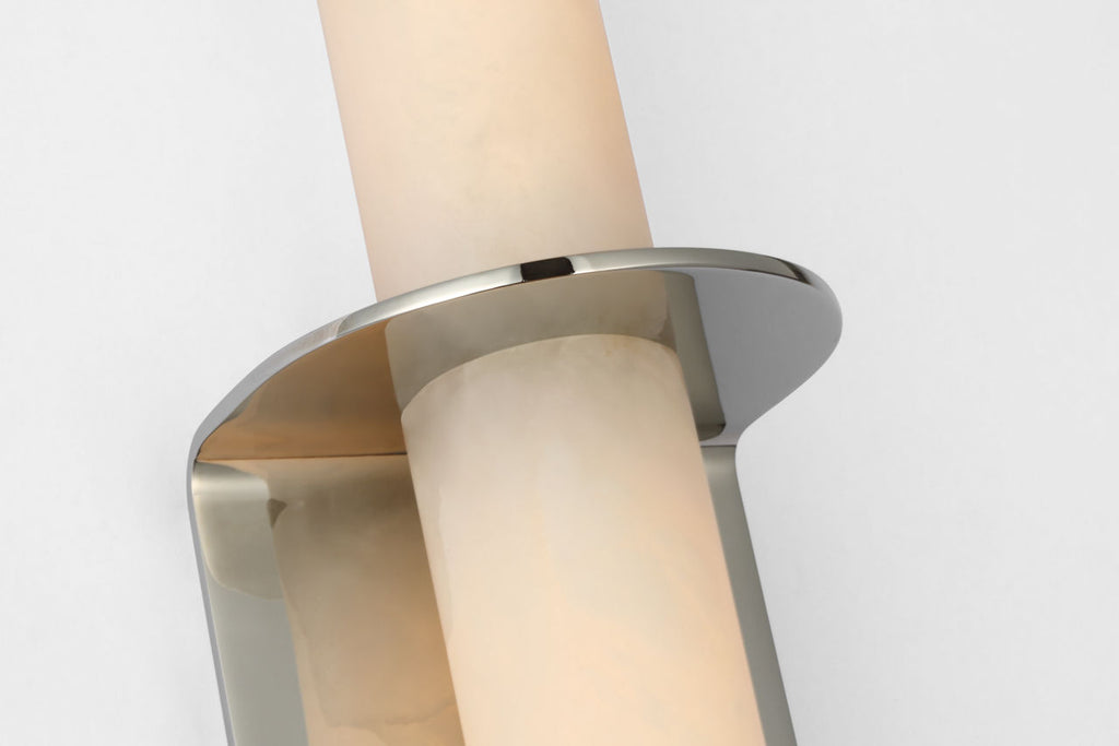 Fosse 18" Invertable Offset Oval Sconce | Polished Nickel | Alabaster
