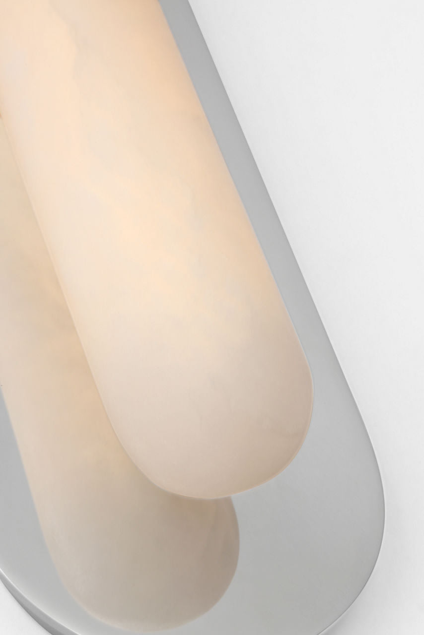 Fosse 18" Invertable Offset Oval Sconce | Polished Nickel | Alabaster