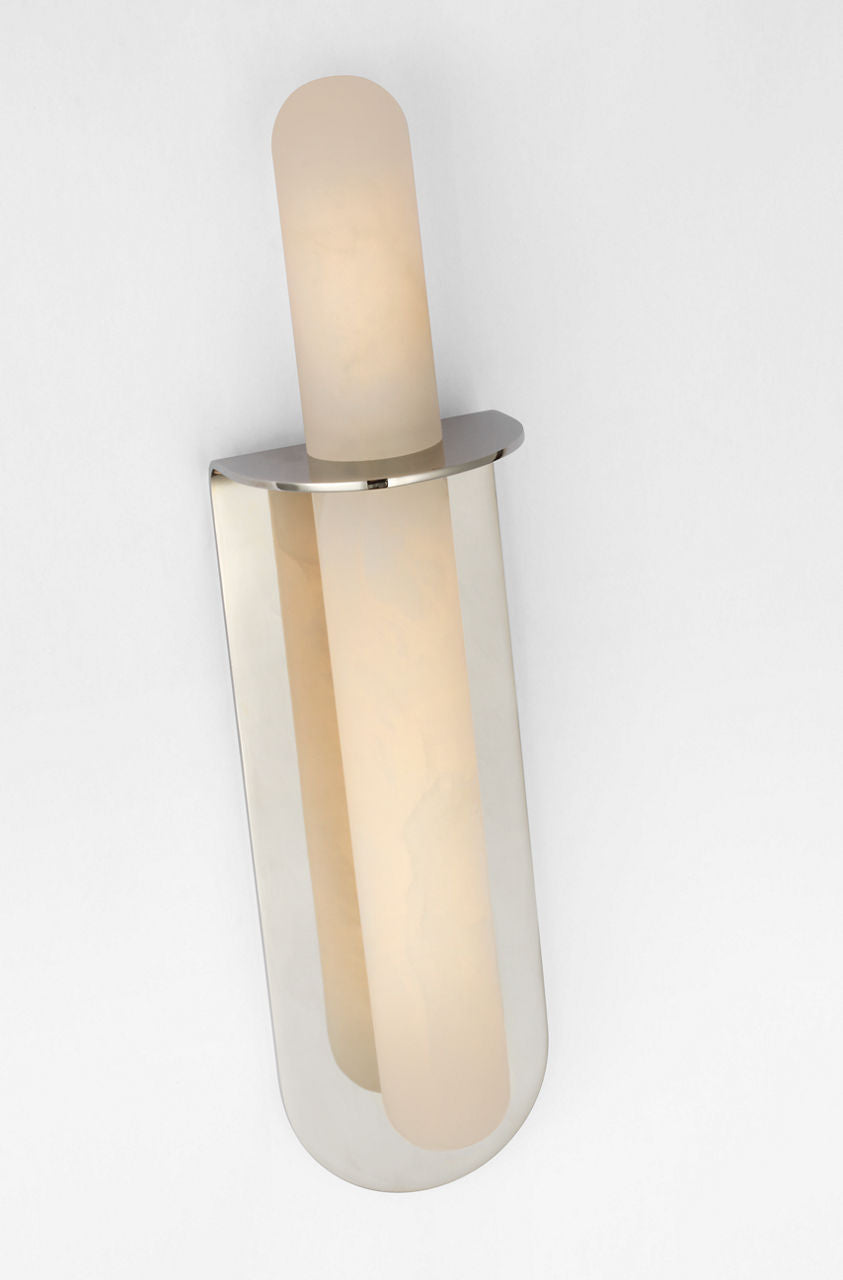 Fosse 18" Invertable Offset Oval Sconce | Polished Nickel | Alabaster