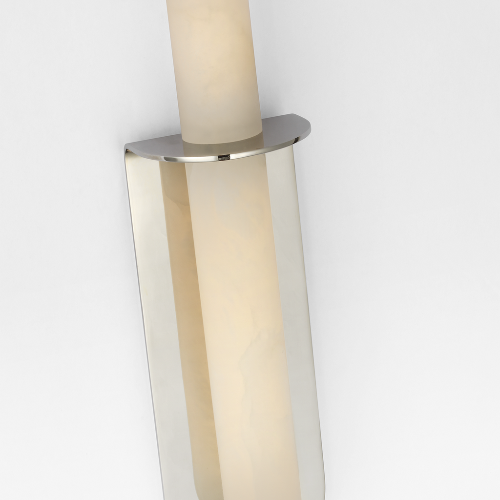 Fosse 18" Invertable Offset Oval Sconce | Polished Nickel | Alabaster